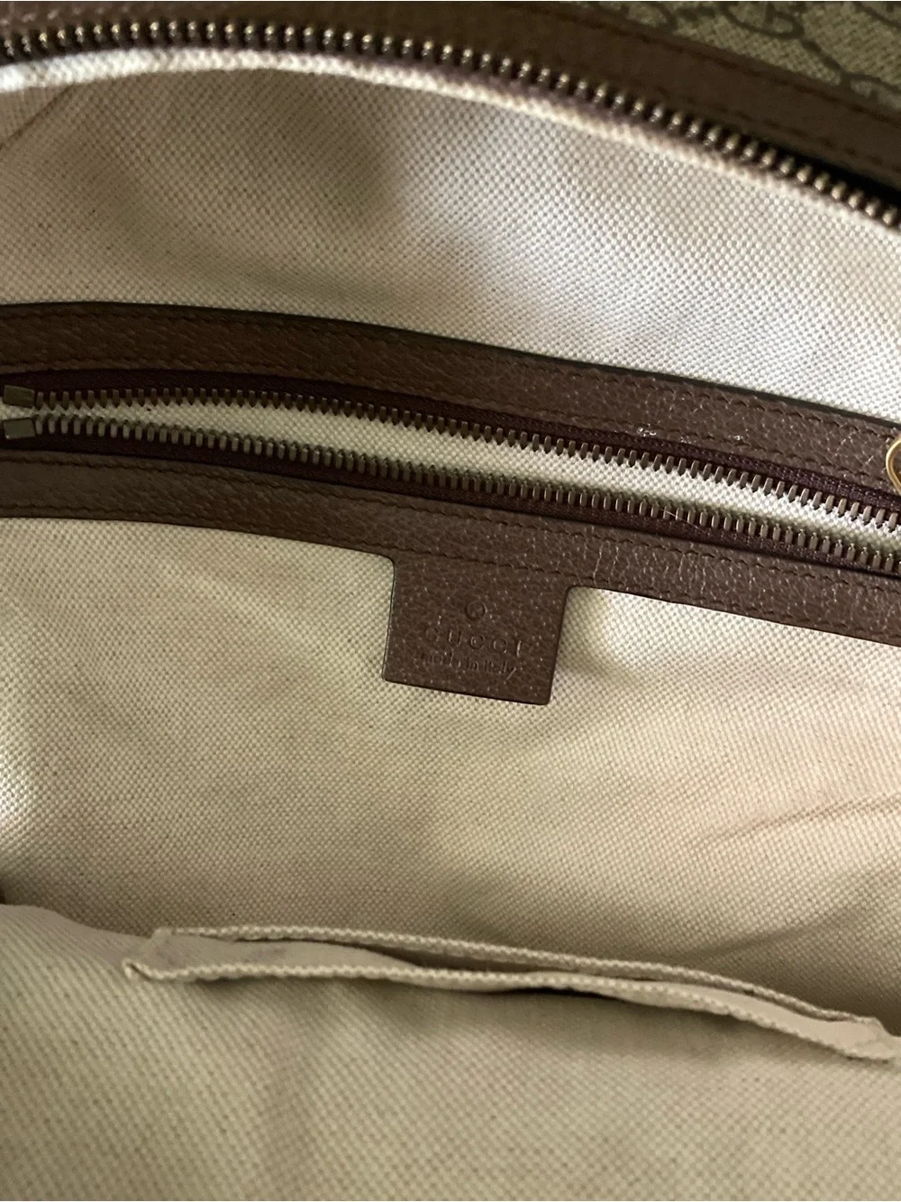 Gucci Beige/Brown GG Canvas Backpack with Green-Red Web and Gold Hardware
